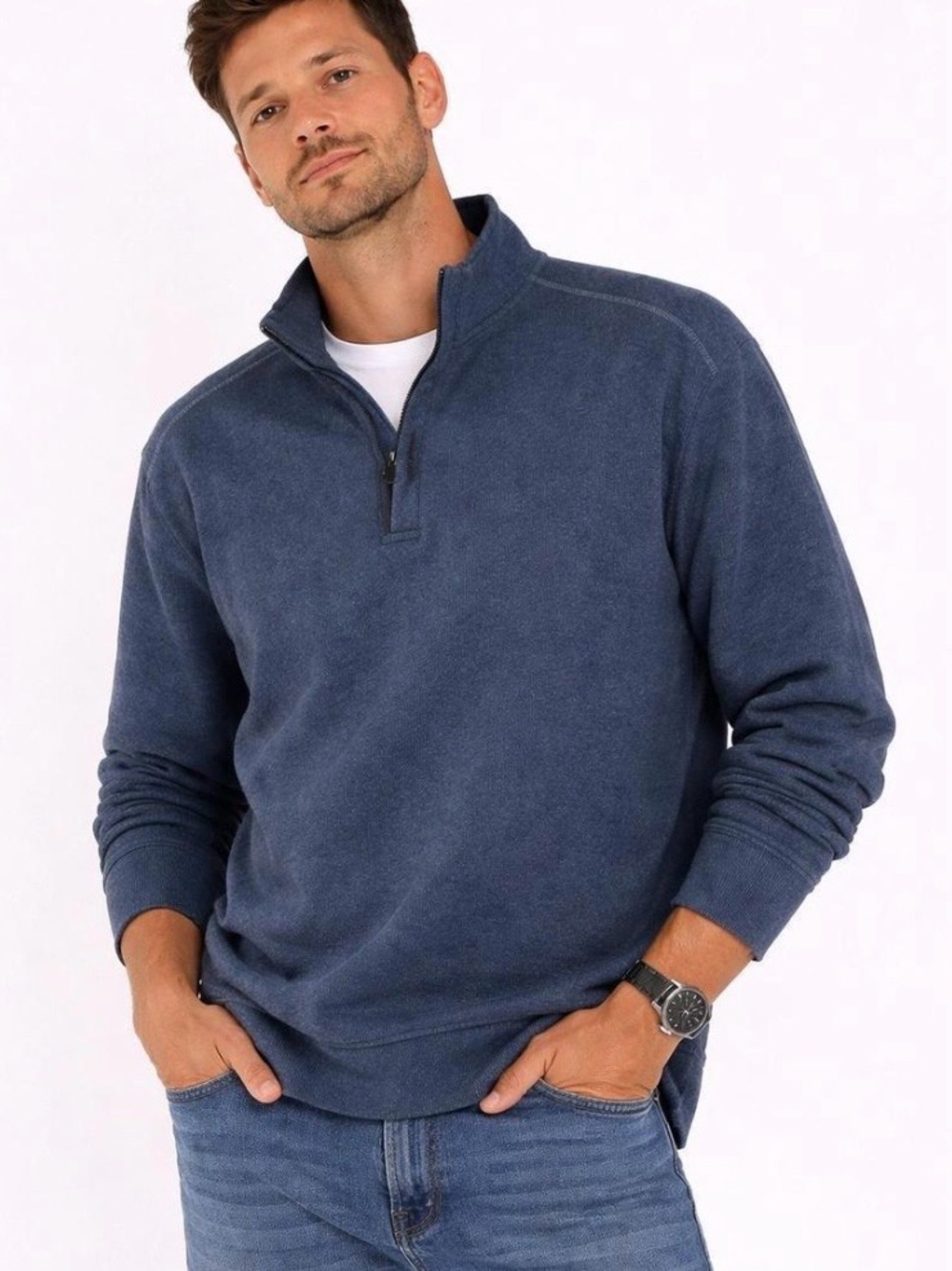 Tommy Bahama Men's Indigo Quarter -Zip Sweater
